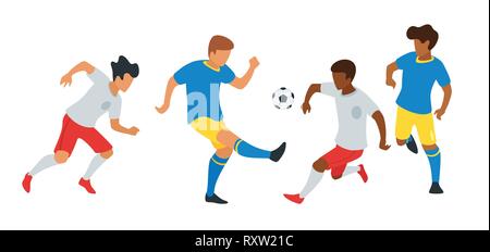 Les joueurs de soccer des silhouettes sans visage. Match de football championship arrière-plan. Vector illustration. Illustration de Vecteur