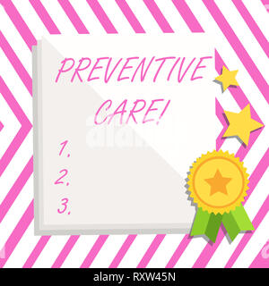 Notez par écrit indiquant les soins préventifs. Concept d'affaires pour la prévention de la santé Consultation médicale des tests de diagnostic Banque D'Images
