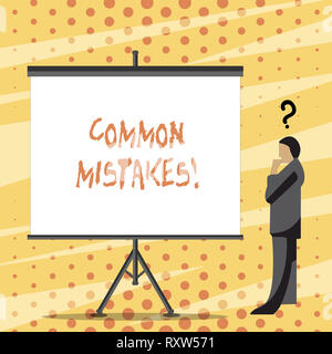 Signe texte montrant les erreurs les plus courantes. Photo d'affaires beaucoup de texte montrant ne même action dans le mauvais sens Banque D'Images