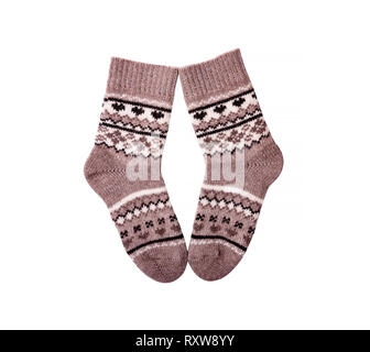 Paire de chaussettes d'hiver chaud isolé. Banque D'Images