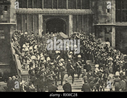 Le cercueil du roi Édouard VII dans la chapelle St. George, Windsor. 1910 Banque D'Images