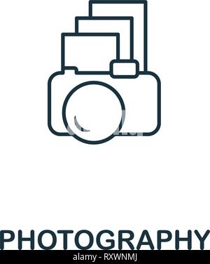 L'icône de la photographie. Contours minces style design conception de l'assurance-chômage et de ux collection d'icônes. L'icône de la photographie créative pour la conception web, applications, logiciels, imprimer Illustration de Vecteur