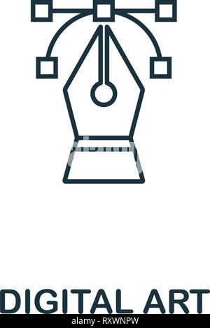 L'icône de l'art numérique. Contours minces style design conception de l'assurance-chômage et de ux collection d'icônes. L'icône de l'art numérique créatif pour la conception web, applications, logiciels, imprimer Illustration de Vecteur