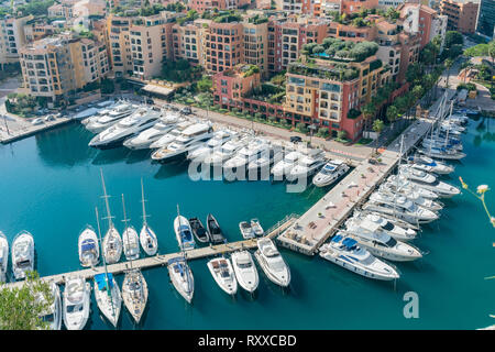 Vue aérienne du port de Fontvieille et résidence à Monaco Banque D'Images