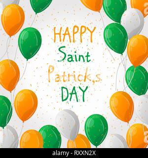 Fête de couleur noir avec clover sur fond vert. Maison de vacances Irlande - happy Saint Patrick's Day toile avec guirlande de drapeaux. Vector illustration f Illustration de Vecteur