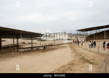 Huaca de la Luna (Temple de la Lune) site archéologique, une partie de l'ancien capital Moche construit par la civilisation Moche. Trujillo, Pérou. Jul 2018 Banque D'Images