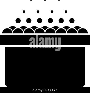 Les bains à remous baignoire avec bain bulles de mousse se détendre salle de bains baignoire spa icon noir vector illustration couleur style plat simple image Illustration de Vecteur