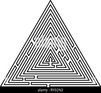 Labyrinthe Labyrinthe Labyrinthe triangulaire énigme énigme icon noir couleur contours vector illustration image style plat Illustration de Vecteur