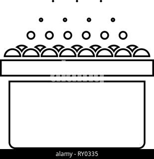 Les bains à remous baignoire avec bain bulles de mousse se détendre salle de bains baignoire spa icon noir couleur contours vector illustration image style plat Illustration de Vecteur