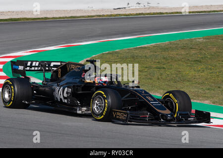 Barcelone, Espagne. 21 févr., 2019 - Romain Grosjean de France avec 8 F1 Team Haas VF-19 sur la voie jour 4 de F1 les essais d'hiver. Banque D'Images