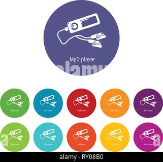 Mp3 player icons set vector color Illustration de Vecteur