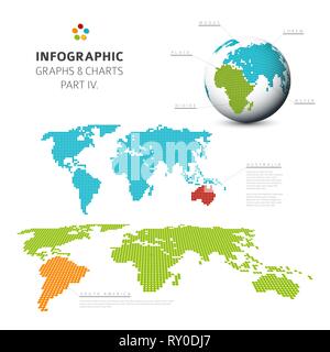 Jeu de cartes vecteur modèle plat infographies - world map visualization - partie 4 de mon infographie bundle Illustration de Vecteur