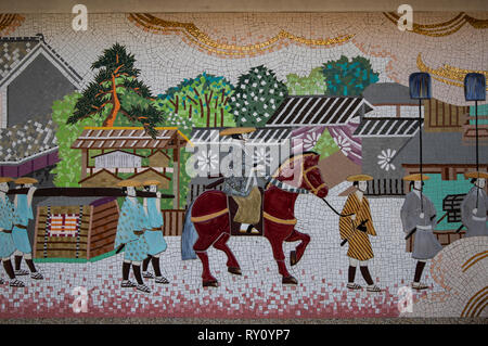 - La Fresque Nakasendo Gokaido voirie ont été mis sur pied par le shogunat Tokugawa comme deux routes pour seigneurs féodaux daimyo et leurs honoraires à tr Banque D'Images
