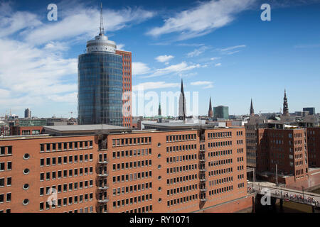 De nouveaux immeubles de bureaux, Speicherstadt, HTC, Hanse Trade Tower, Hambourg, Allemagne Banque D'Images