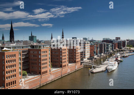 De nouveaux immeubles de bureaux, Speicherstadt, Hambourg, Allemagne Banque D'Images