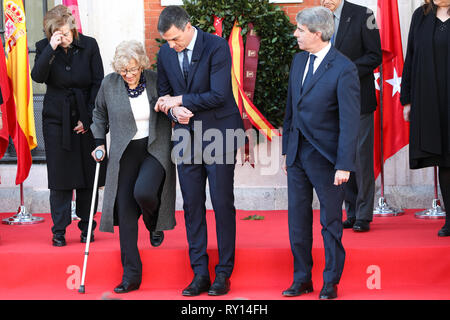 Madrid, Espagne. Mar 11, 2019. Angel Garrido(R), Pedro Sanchez(C), Manuela Carmena(L) vu assister en cas de rendre hommage aux victimes de la 11M. Credit : Jesús Encarna/Alamy Live News Banque D'Images