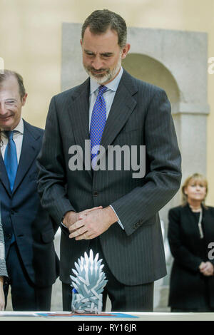 Madrid, Espagne. Mar 11, 2019. Le roi Felipe VI d'Espagne et d'assister à l'audience large enfants de la 37e édition du concours de l'école 'Qu'est-ce qu'un roi pour vous ?' à El Pardo Palace le 11 mars 2019 à Madrid, Espagne. 11 mars, 2019. Credit : Jimmy Olsen/Media Espagne*** ***aucune perforation/Alamy Live News Banque D'Images