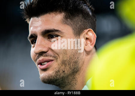 Turin, Italie. Mar 11, 2019. Alvaro Morata durant la séance de formation de l'Atletico Madrid avant le match de la Ligue des Champions Juventus vs Atletico Madrid, Italie, Turin à l'Alianz Stadium, Crédit : Alberto Gandolfo/Alamy Live News Banque D'Images