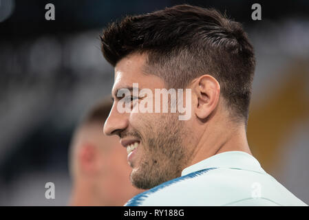 Turin, Italie. Mar 11, 2019. Alvaro Morata durant la séance de formation de l'Atletico Madrid avant le match de la Ligue des Champions Juventus vs Atletico Madrid, Italie, Turin à l'Alianz Stadium, Crédit : Alberto Gandolfo/Alamy Live News Banque D'Images