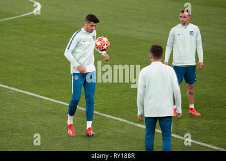 Turin, Italie. Mar 11, 2019. Alvaro Morata durant la séance de formation de l'Atletico Madrid avant le match de la Ligue des Champions Juventus vs Atletico Madrid, Italie, Turin à l'Alianz Stadium, Crédit : Alberto Gandolfo/Alamy Live News Banque D'Images