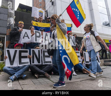 Bogota, Colombie. 11 mars 2019 - Plusieurs Vénézueliens vivant dans la ville de Bogota ont protesté devant le siège de l'Organisation des Nations Unies Crédit : Daniel Garzon Herazo/ZUMA/Alamy Fil Live News Banque D'Images