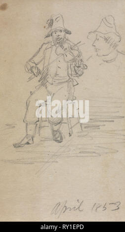 Le mendiant violoneux, 1853. William Sidney Mount (Américain, 1807-1868). Graphite Banque D'Images