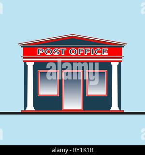 De l'extérieur d'un bureau de poste moderne. Bâtiment du bureau de poste, dans un style plat isolé. Façade du bureau de poste avec un pignon et colonnes blanches. De la Poste Illustration de Vecteur