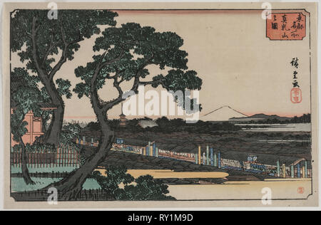 Photo de Matsuchiyama (de la série lieux célèbres dans l'Est de la capitale), fin des années 1830 ou au début des années 1840. Ando Hiroshige (1797-1858), Japonais. Gravure sur bois en couleur ; feuille : 34,4 x 22 cm (8 9/16 x 13 11/16 in Banque D'Images