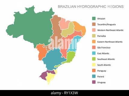 Les régions hydrographiques du Brésil Illustration de Vecteur
