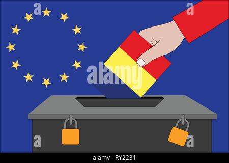 Roumanie boîte de scrutin pour les élections européennes Illustration de Vecteur