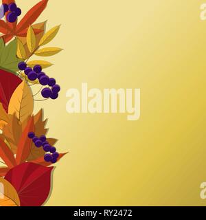 Vector background avec rouge, orange, marron et jaune tomber les feuilles d'automne. Illustration de Vecteur