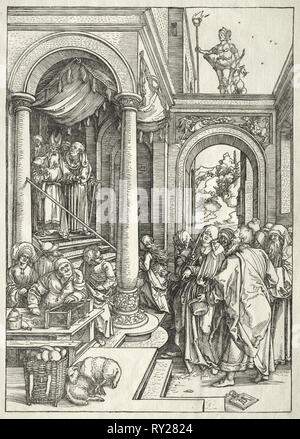 Vie de la Vierge : Présentation de la jeune vierge dans le Temple, 1504-1505. Albrecht Dürer (allemand, 1471-1528). Gravure sur bois Banque D'Images