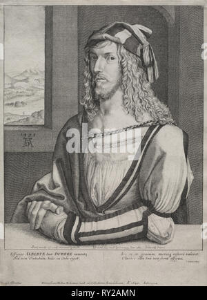 Portrait d'Albrecht Dürer, à l'âge de 26 ans, 1645. Wenceslaus Hollar, Bohème (1607-1677). Eau-forte Banque D'Images