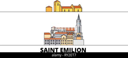 France, Saint Emilion télévision landmarks vector illustration. France, Saint Emilion line city avec de célèbres sites de voyage, d'horizon, design. Illustration de Vecteur