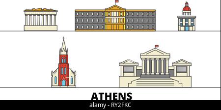 Grèce, Athènes télévision landmarks vector illustration. Grèce, Athènes line city avec de célèbres sites de voyage, d'horizon, design. Illustration de Vecteur