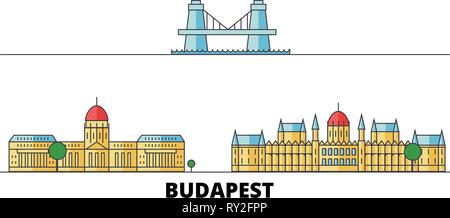 La Hongrie, Budapest télévision landmarks vector illustration. La Hongrie, Budapest line city avec de célèbres sites de voyage, d'horizon, design. Illustration de Vecteur