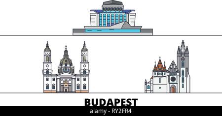 La Hongrie, Budapest City télévision landmarks vector illustration. La Hongrie, Budapest City line city avec de célèbres sites de voyage, d'horizon, design. Illustration de Vecteur