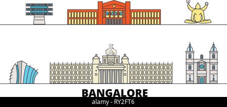 L'Inde, Bangalore télévision landmarks vector illustration. L'Inde, Bangalore line city avec de célèbres sites de voyage, d'horizon, design. Illustration de Vecteur