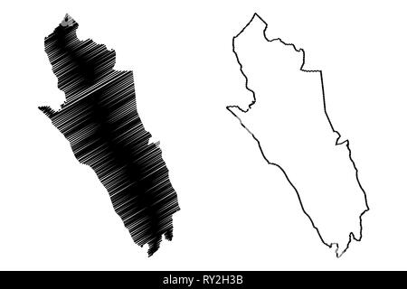 Merthyr Tydfil County Borough (Royaume-Uni, pays de Galles, Cymru, principaux domaines de Galles) map vector illustration gribouillage, croquis Merthyr Tydfil site Illustration de Vecteur