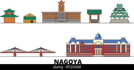 Le Japon, Nagoya télévision landmarks illustration vectorielle. Le Japon, Nagoya line city avec de célèbres sites de voyage, d'horizon, design. Illustration de Vecteur