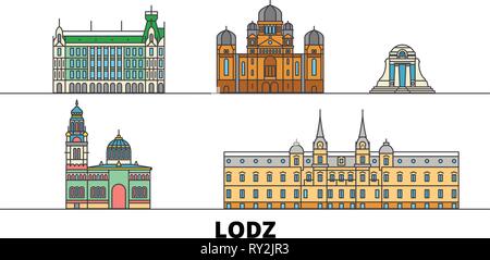 Pologne, Lodz télévision landmarks illustration vectorielle. Pologne, Lodz line city avec de célèbres sites de voyage, d'horizon, design. Illustration de Vecteur