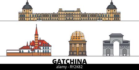 La Russie, Moscow télévision landmarks vector illustration. La Russie, Moscow line city avec de célèbres sites de voyage, d'horizon, design. Illustration de Vecteur