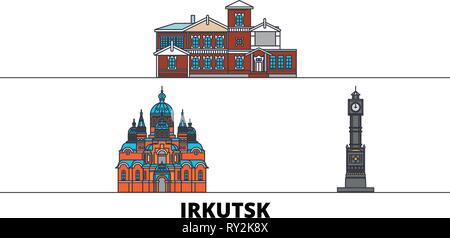 La Russie, Irkoutsk télévision landmarks vector illustration. La Russie, Irkoutsk line city avec de célèbres sites de voyage, d'horizon, design. Illustration de Vecteur