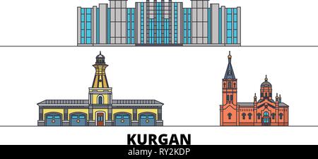 La Russie, Kurgan télévision landmarks illustration vectorielle. La Russie, Kurgan line city avec de célèbres sites de voyage, d'horizon, design. Illustration de Vecteur