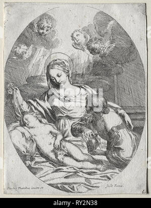 Vierge à l'enfant avec la Madeleine. Carlo Maratti (italien, 1625-1713). Eau-forte Banque D'Images