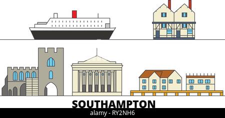 Royaume-uni, Southampton télévision landmarks illustration vectorielle. Royaume-uni, Southampton line city avec de célèbres sites de voyage, d'horizon, design. Illustration de Vecteur