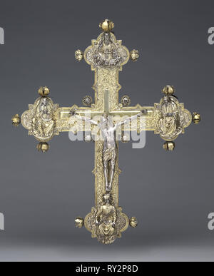 Croix de procession, ch. 1440-1450. Pietro Vannini (Italien, 1413/14-1495/96). L'argent, l'or-argent, et repoussé, sur du bois ; total : 72,7 x 61 x 12,7 cm (28 5/8 x 24 x 5 po Banque D'Images