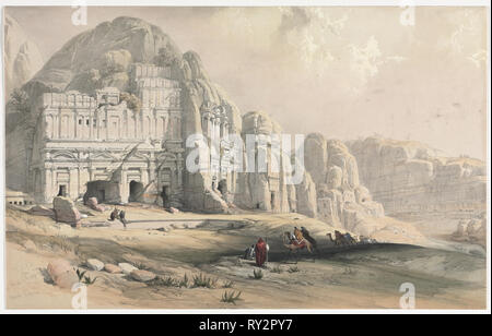 Petra, extrémité orientale de la Vallée, 1839. David Roberts (1796-1864), britannique. Lithographie couleur Banque D'Images