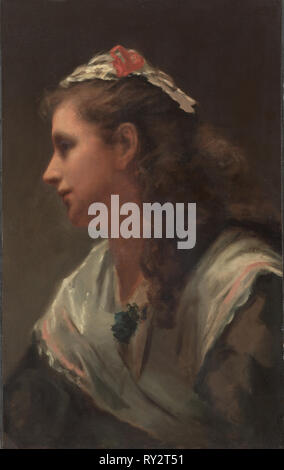 Son premier Model-Miss Russell, c. 1873. Attribué à William Morris Hunt (Américain, 1824-1879). Huile sur toile encadrée ; : 77,5 x 54,9 x 6,4 cm (30 1/2 x 21 5/8 x 2 1/2 in.) ; non : 61 x 38,4 cm (24 x 15 1/8 in Banque D'Images