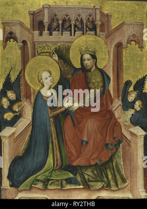 Couronnement de la Vierge, ch. 1410. Maître de la Goleta retable (allemand). Tempera et or sur bois ; pans : 77 x 59,5 x 8 cm (30 7/16 x 23 5/16 x 3 1/8 in.) ; non encadrée : 64,8 x 47,5 cm (25 1/2 x 18 11/16 po Banque D'Images